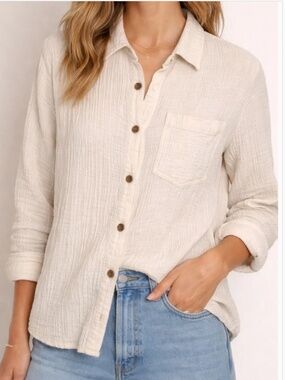 Zara Button Front Crinkle Shirt